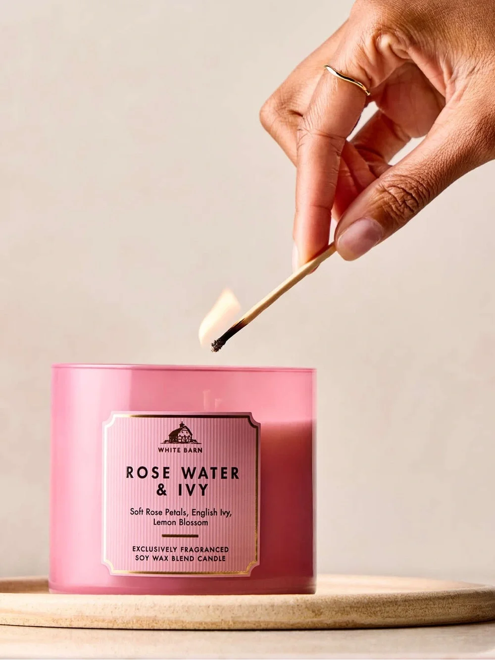 🆕💕BBW White Barn Rose Water & Ivy Scented 3-Wick Candle • NWT
